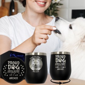 Proud Dog Mum to… Photo Tumbler Cup and Coaster Personalised Gift Set